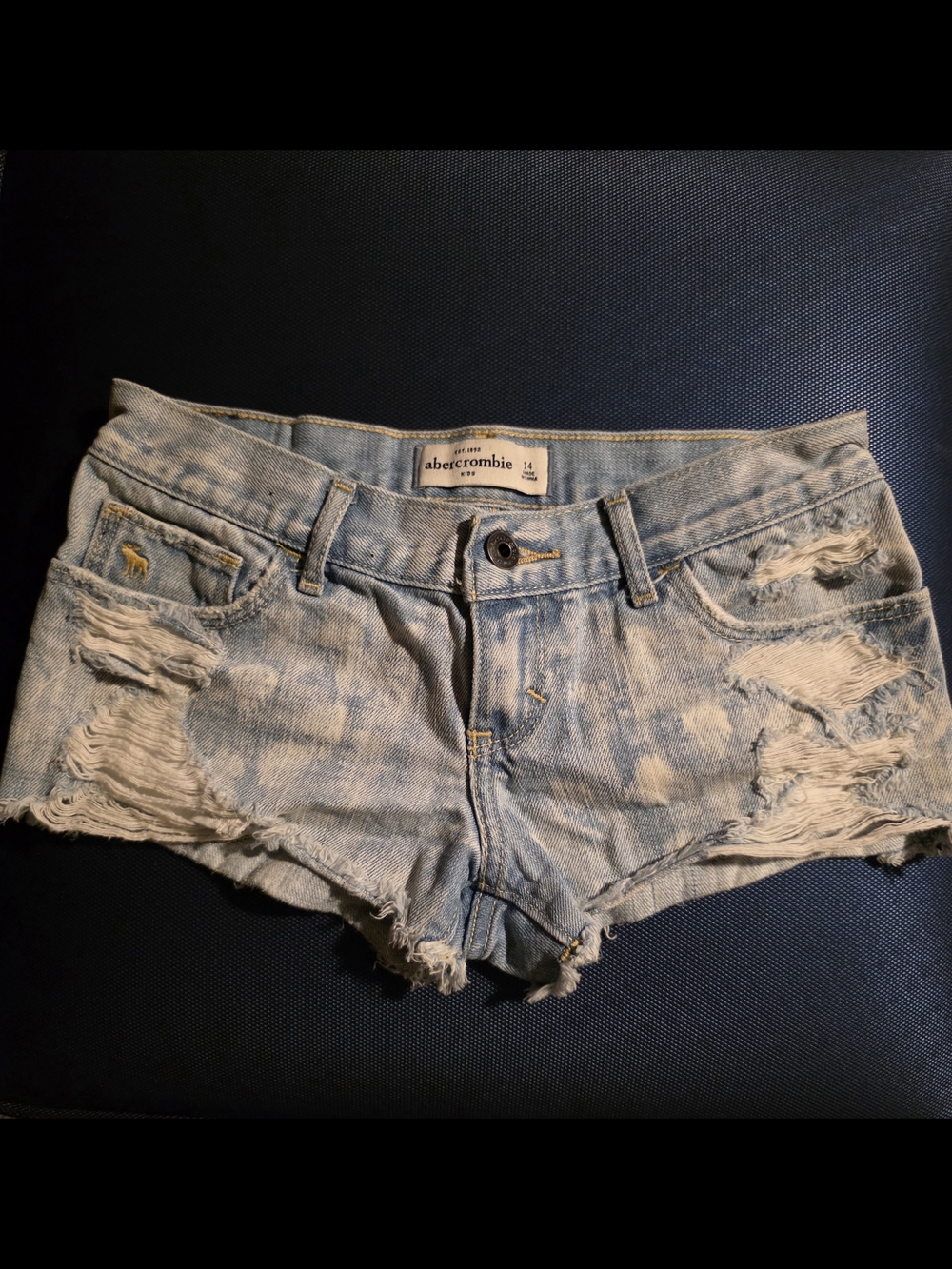 Abercrombie Kids Light Wash Distressed Denim Shorts